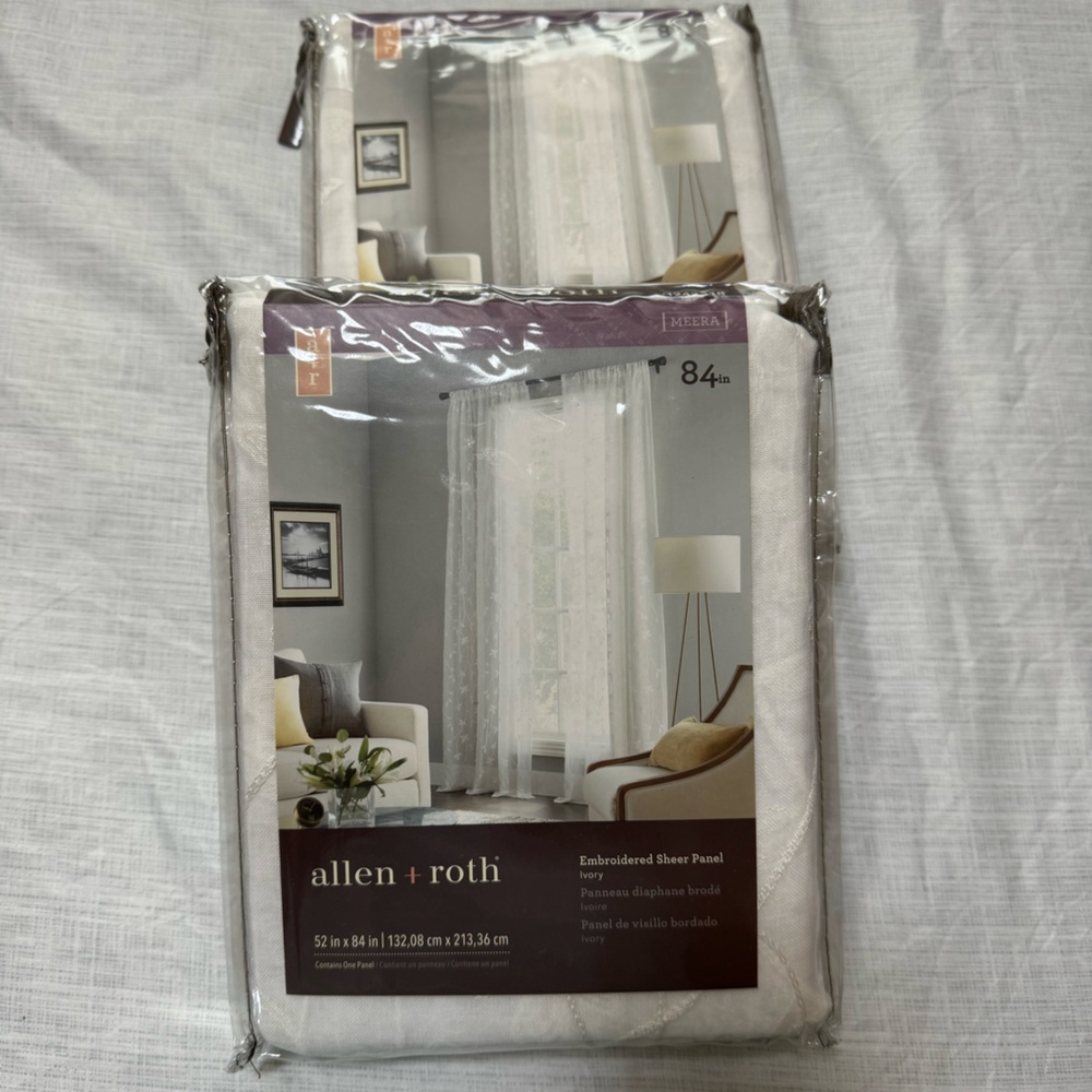 Allen + Roth Ivory Sheer Rod Pocket curtain two panels - Picture 2 of 7